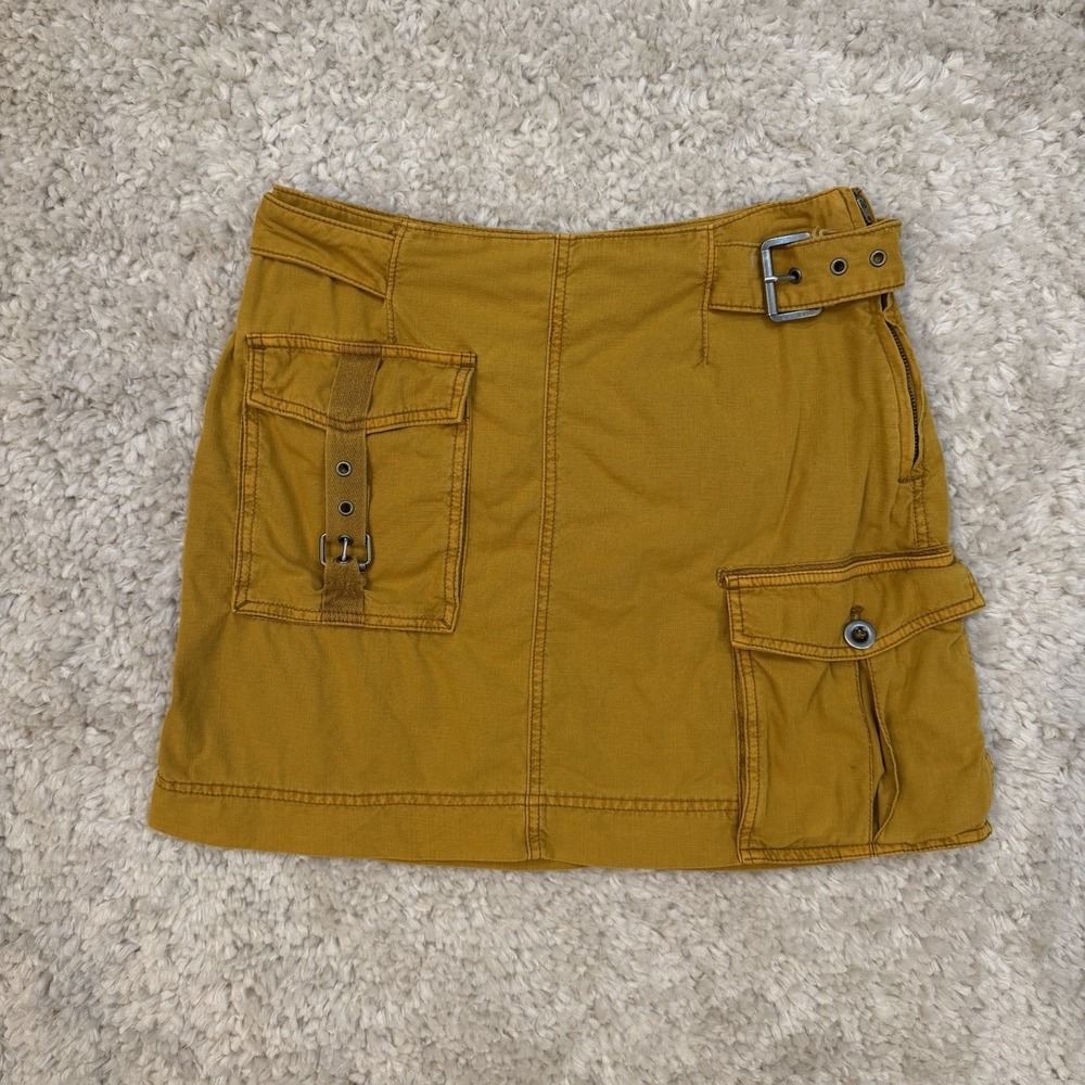 Free People Erika Utility Mini Skirt Size 2 Gold Pockets Cargo Grunge Boho